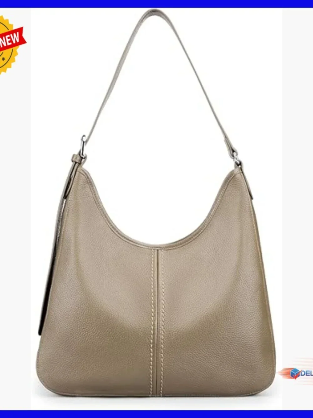 Genuine Leather Hobo Shoulder Bag Adjustable Strap Medium Size